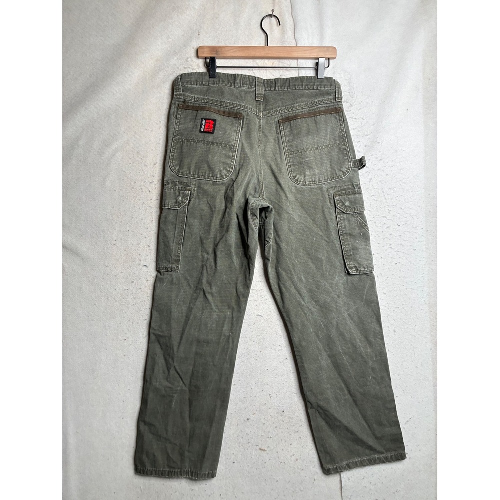 Wrangler Riggs Workwear Mens Green Ripstop Cargo Pants 3W060LD 33x32 - Picture 11 of 14